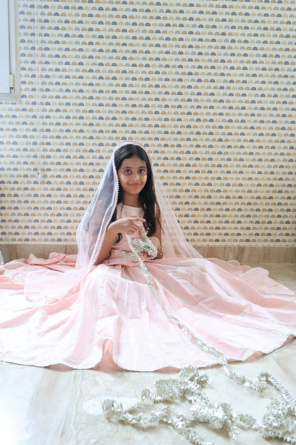 Peach Embroidered Lehenga Set