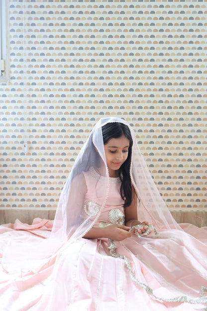 Peach Embroidered Lehenga Set