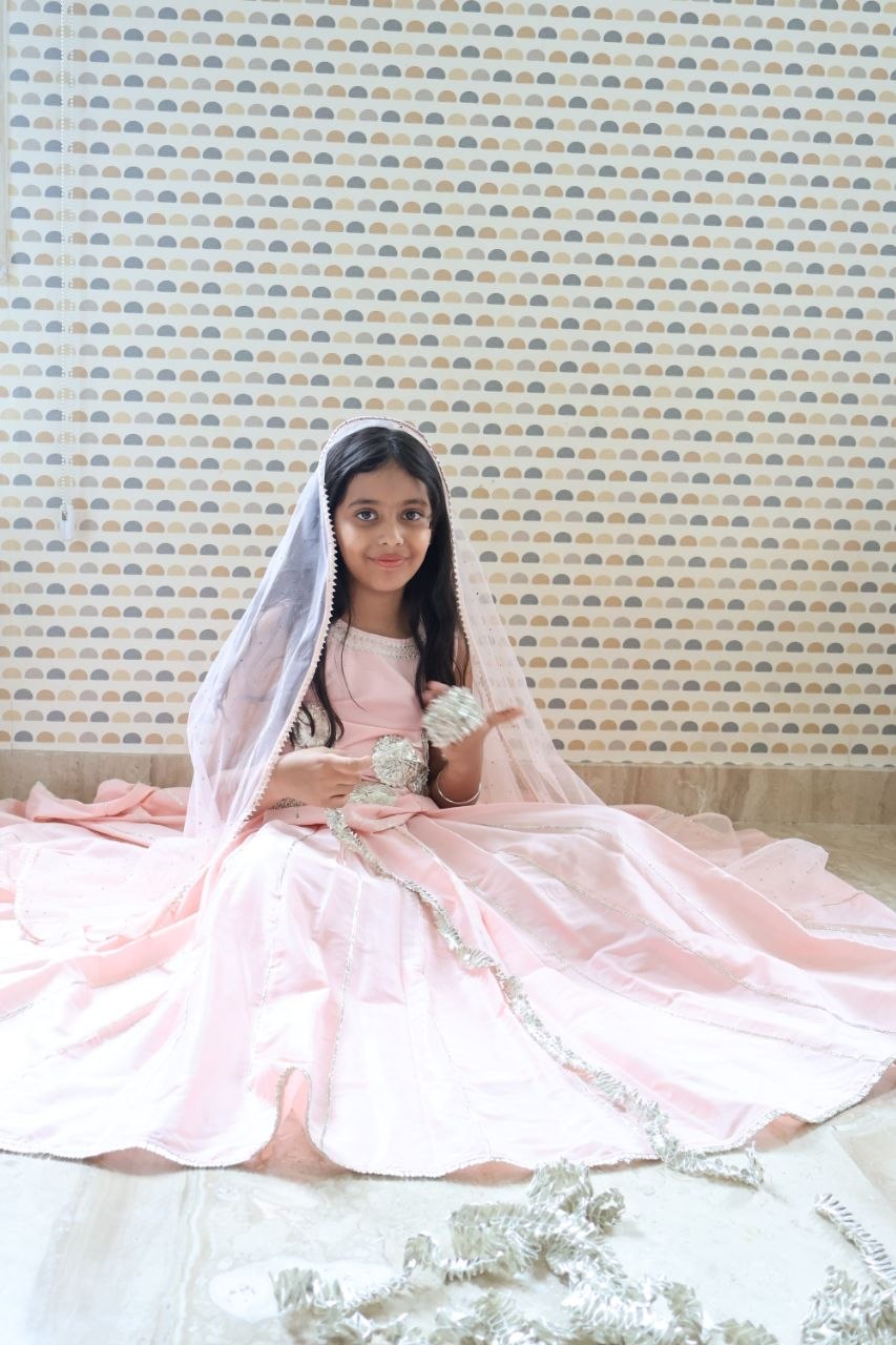 Peach Embroidered Lehenga Set
