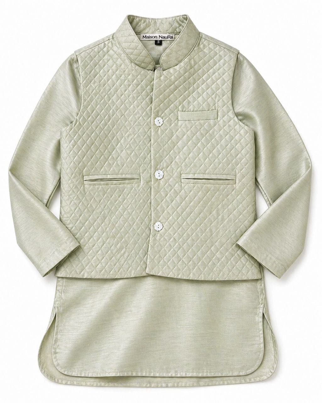 Mint green kurta set for boys with Jacket