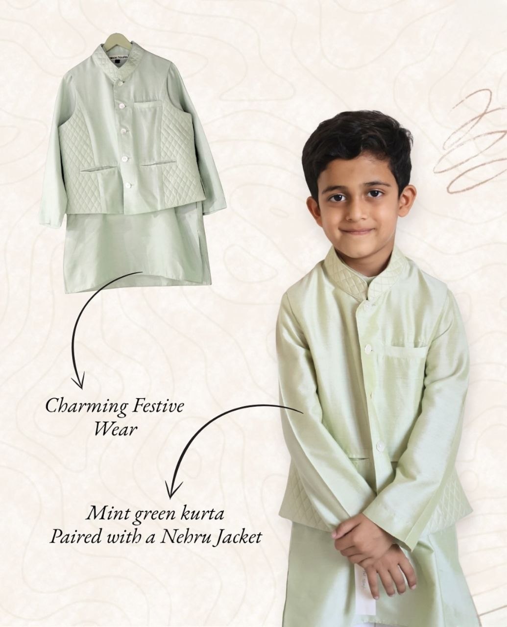 Mint Kurta Jacket Set