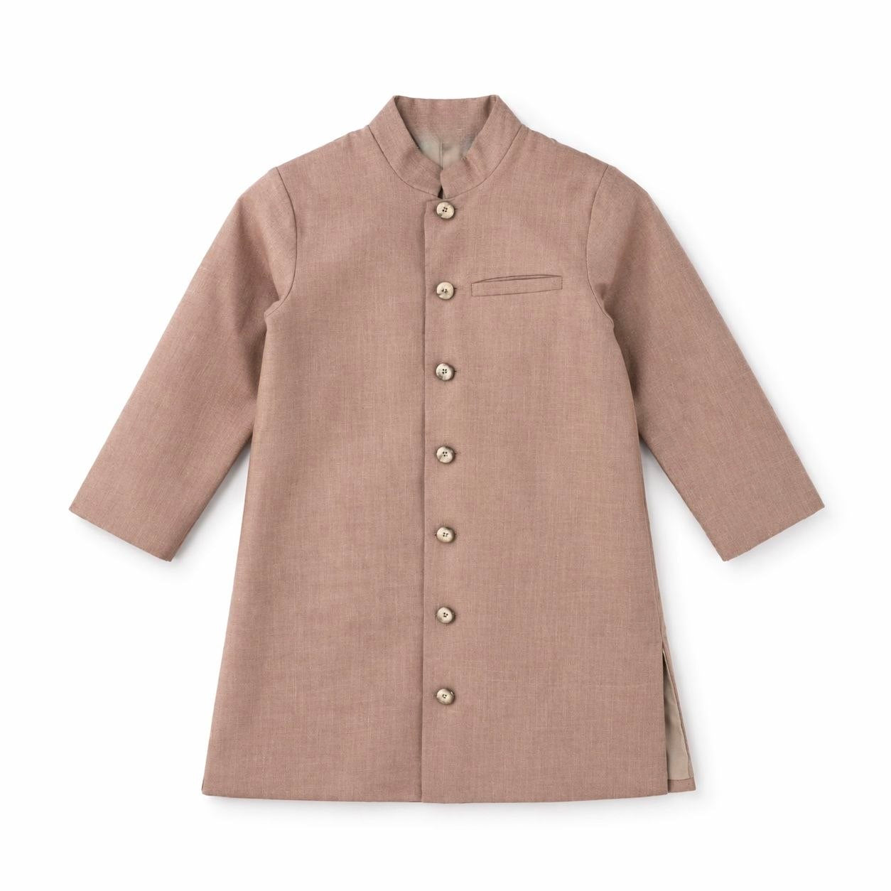 Mouse colour Achkan with cream vintage buttons