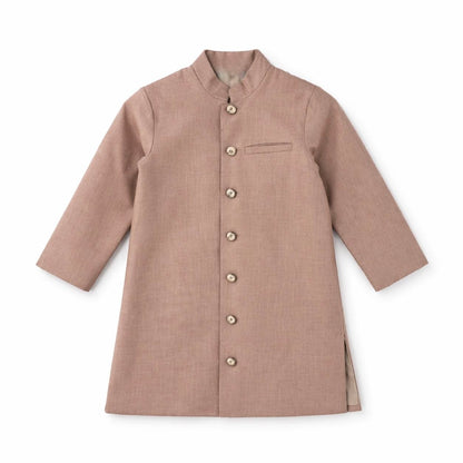 Mouse colour Achkan with cream vintage buttons