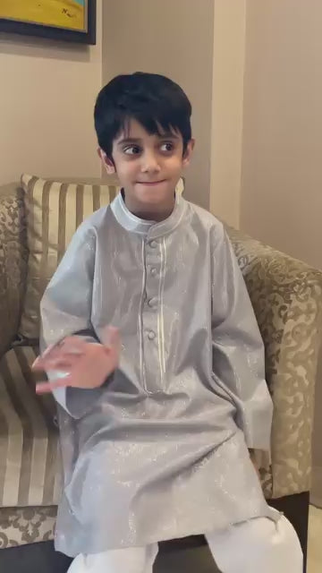 Shimmery Silver Kurta Pajama Set