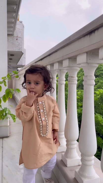Rose gold Embroidered kurta pyjama set