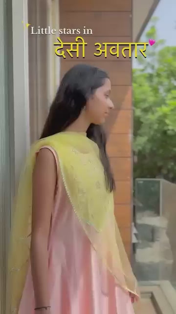Pastel Ombre Kurta Set with Yellow Dupatta