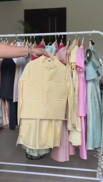 Yellow Kurta with Nehru Jacket Set